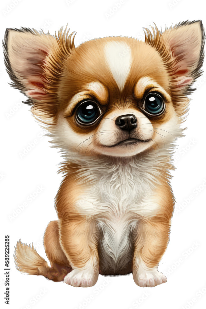 Chihuahua cute dog with a transparent background. Generative AI