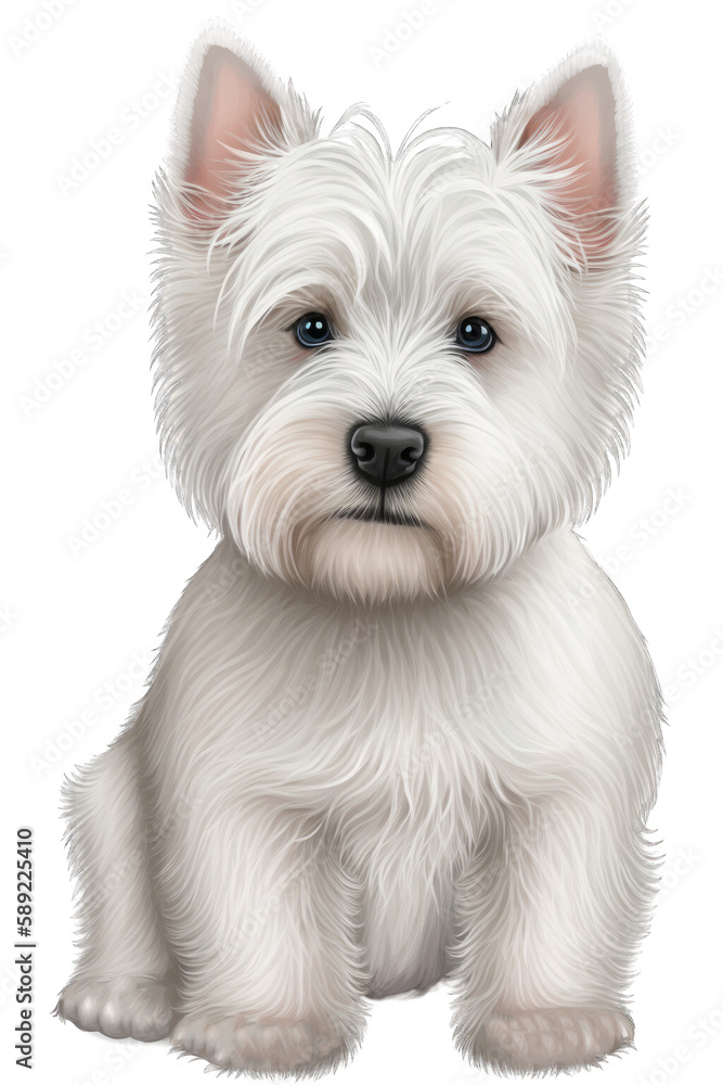 West Highland White Terrier cute dog with a transparent background. Generative AI West Highland White Terrier cute dog with a transparent background. Generative AI