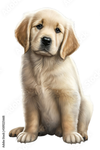 Golden Retriever cute dog with a transparent background. Generative AI