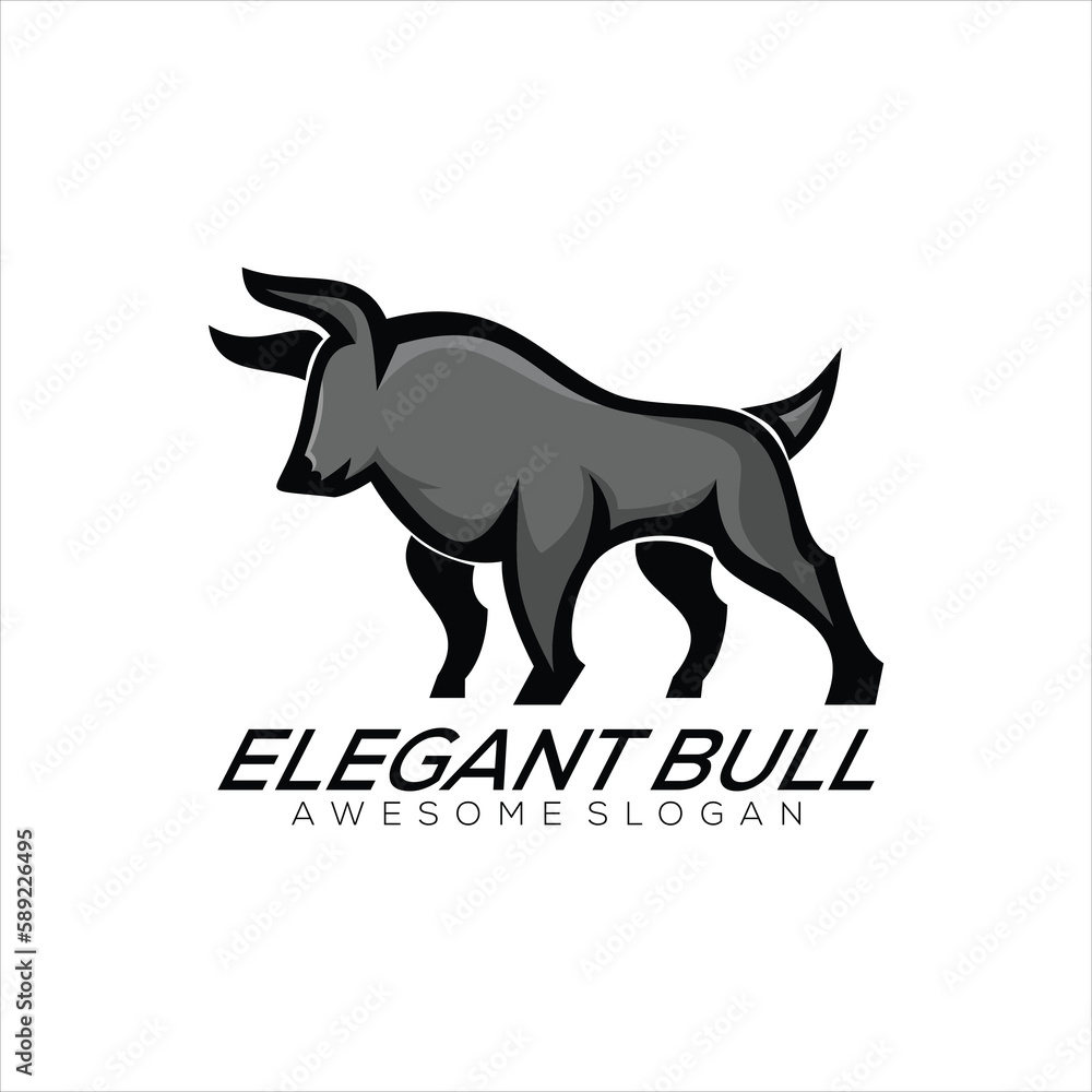 elegant bull logo design mascot colorful