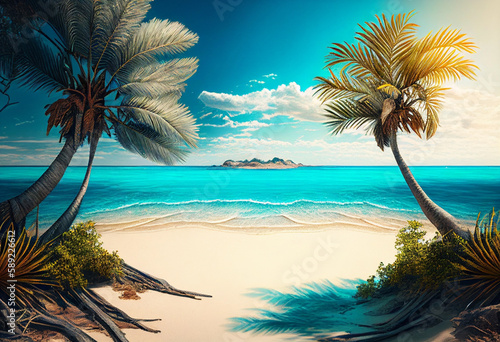 beach with palm trees