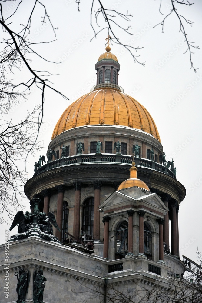 Saint Isaacs cathedral in Saint Petersburg, Russia, in winter