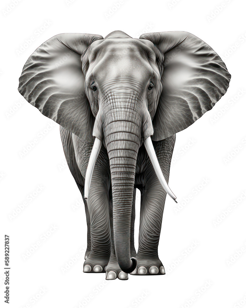 Fototapeta premium Elephant Illustration With Transparent Background. Generative Ai.