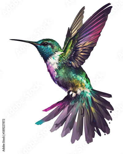 Hummingbird Illustration With Transparent Background. Generative Ai.