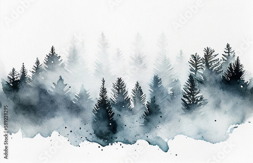 Ink fog illustration white background,Generative AI