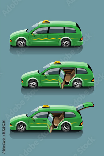 Taxi car service mockup for brands and Car Games. Illustrations for games and advertisements