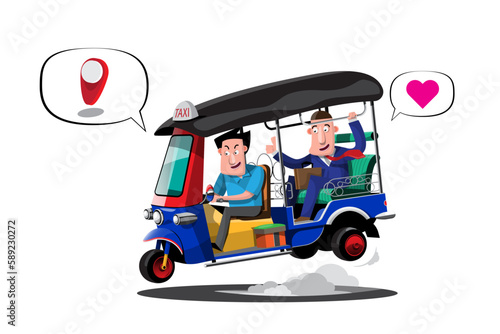Tuk Tuk Thailand Taxi auto rickshaw tricycle taxi thailand public service. 3 wheeler car
