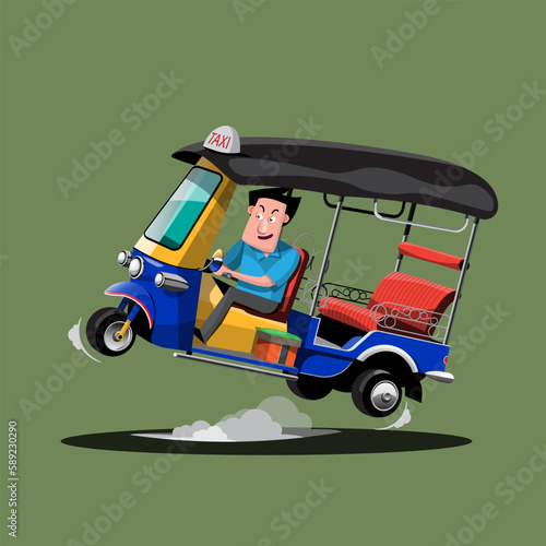 Tuk Tuk Thailand Taxi auto rickshaw tricycle taxi thailand public service. 3 wheeler car
