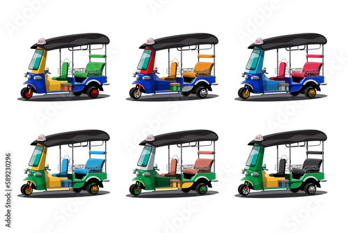 Tuk Tuk Thailand Taxi auto rickshaw tricycle taxi thailand public service. 3 wheeler car