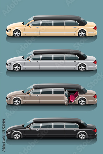 Taxi cars Limousine isolated. Limousine taxi for special passengers It is the service of a large hotel or national agencies