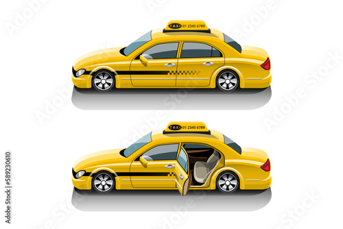 Taxi car service mockup for brands and Car Games. Illustrations for games and advertisements © Johnstocker