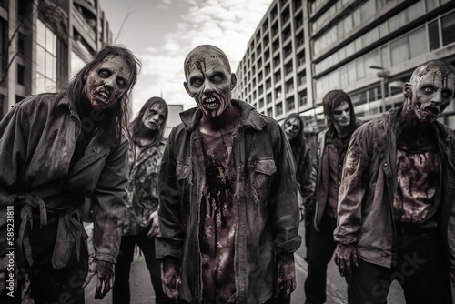 zombies walking on the street