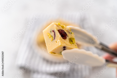 Cranberry pistachio fudge