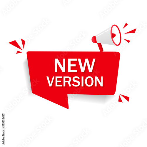 New version banner design template. Flat style vector illustration.
