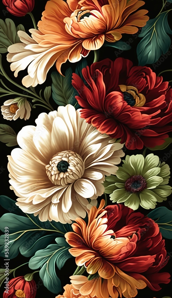 illustration art flower pattern background,Generative AI illustration art flower pattern background,Generative AI