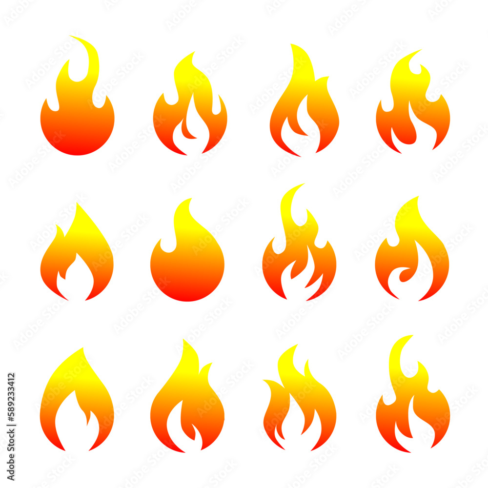 fire flame. set icon vector ilustration. isolated on white background fire flame. set icon vector ilustration. isolated on white background