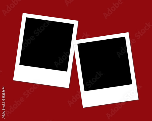 Polaroid Photo Frames on Red Background