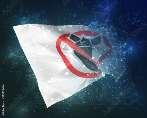 Bomb,  vector flag, virtual abstract 3D object from triangular polygons on a blue background