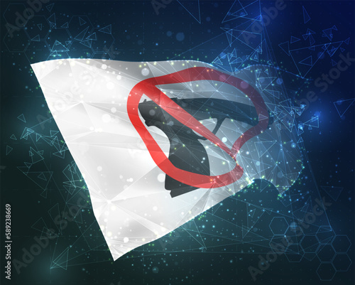 Weapon,  vector flag, virtual abstract 3D object from triangular polygons on a blue background