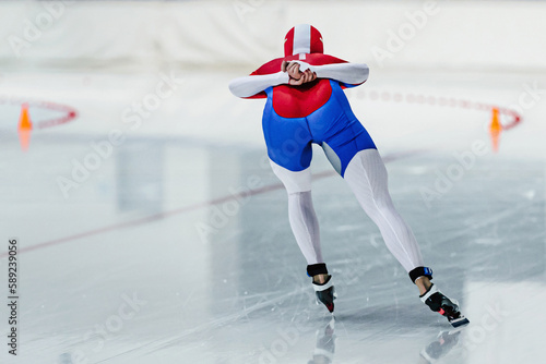 back female skaters running in speed skating competition, winter sports games