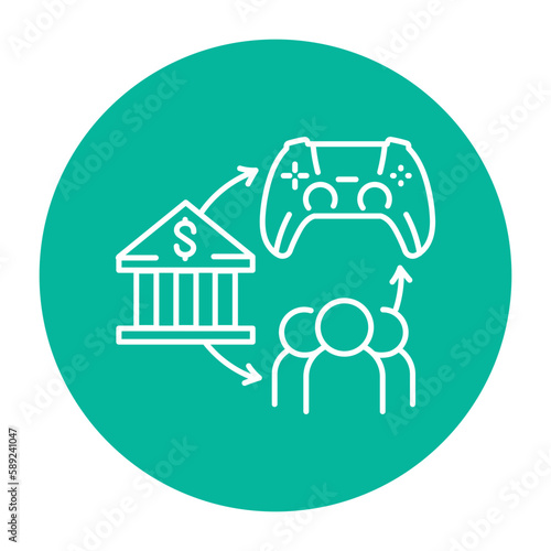 Gamefi ecosystem color line icon. Blockchain technology in digital crypto art.