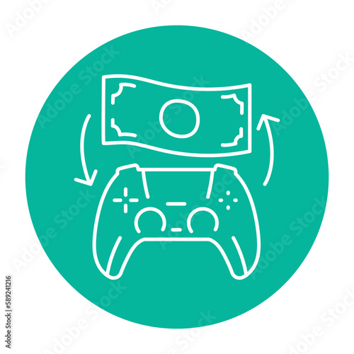Gamefi exchange color line icon. Blockchain technology in digital crypto art.