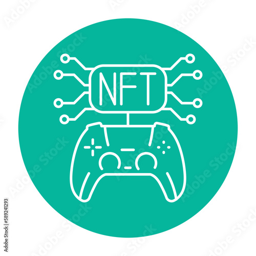 Nft gamefi color line icon. Blockchain technology in digital crypto art.