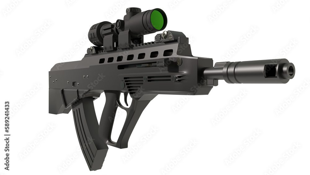 Vulcan-M (Maluk) assault rifle. On a transparent background. 3D illustration
