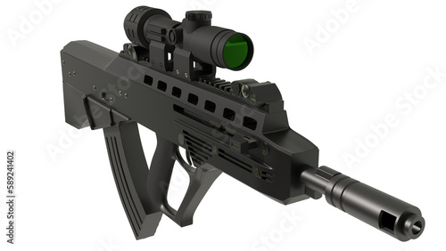 Vulcan-M (Maluk) assault rifle. On a transparent background. 3D illustration photo