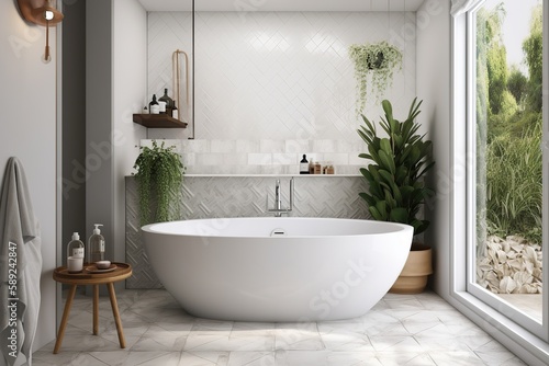 Designing a bathrom modern and sleek aesthetic tiles water  spa rary and artistic feel  Chosing the right lighting for bathrom   generative artificial intelligence