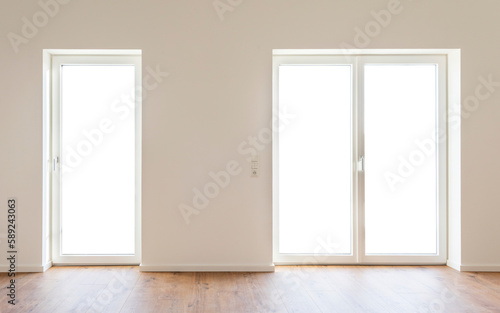 empty room in residential home with open windows