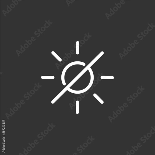 No light icon, no sun, sun crossed out, editable stroke, line style