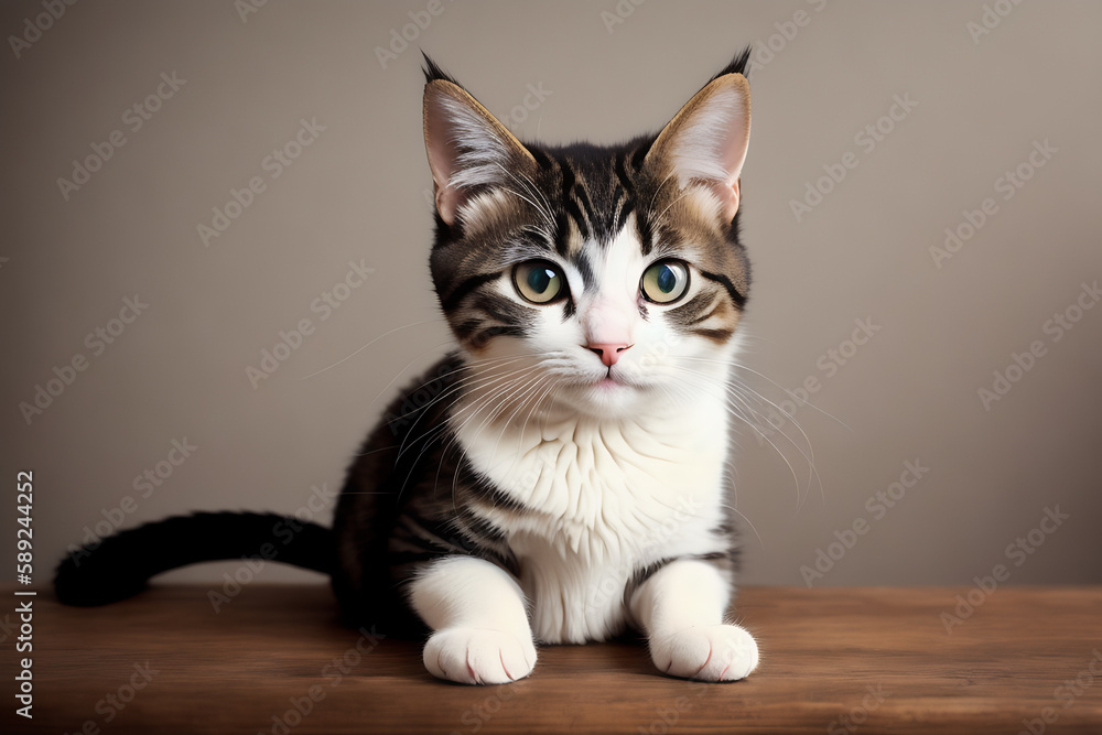 Portrait of a adorable cat, funny and cute face closeup, isolated on beautiful bokeh background, created with generative ai Portrait of a adorable cat, funny and cute face closeup, isolated on beautiful bokeh background, created with generative ai