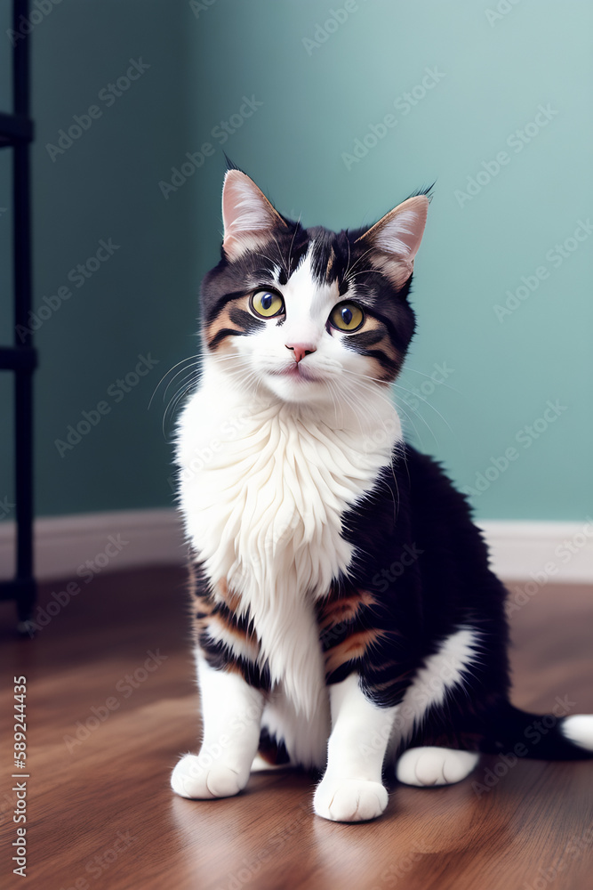 Portrait of a adorable cat, funny and cute face closeup, isolated on beautiful bokeh background, created with generative ai Portrait of a adorable cat, funny and cute face closeup, isolated on beautiful bokeh background, created with generative ai