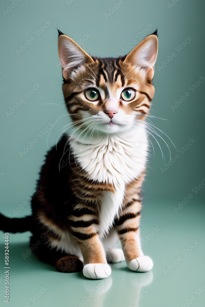 Portrait of a adorable cat, funny and cute face closeup, isolated on beautiful bokeh background, created with generative ai Portrait of a adorable cat, funny and cute face closeup, isolated on beautiful bokeh background, created with generative ai
