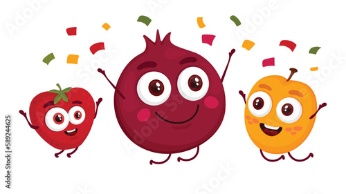 Pomegranate, strawberry and apricot 