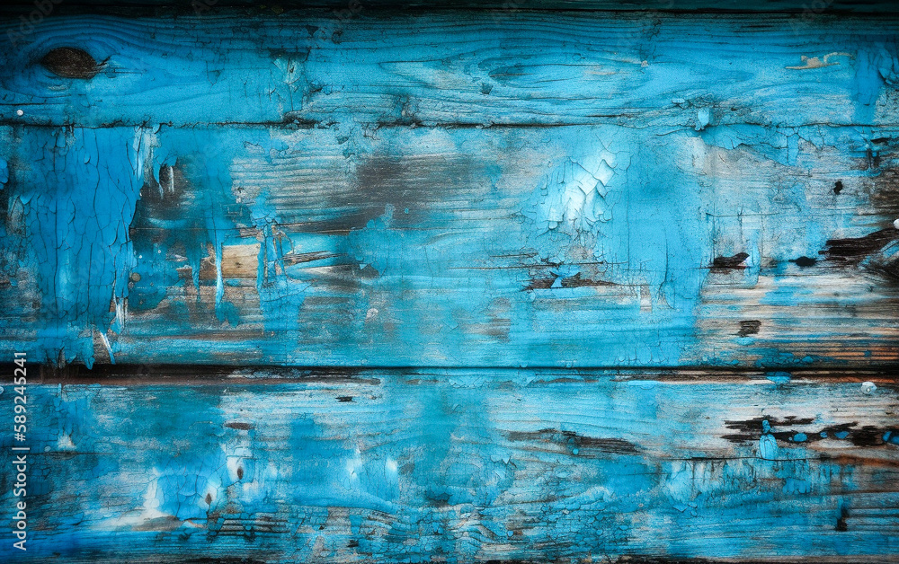 Wooden wall. Blue. Generative AI. Wooden wall. Blue. Generative AI.