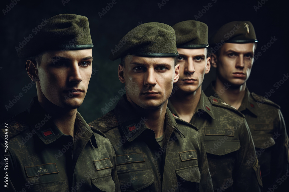 Male soldiers serving in the army. Generative ai. Male soldiers serving in the army. Generative ai.