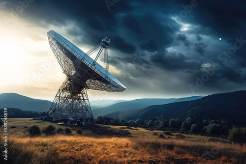 Radio telescope is a specialized antenna and radio receiver. Generative ai.