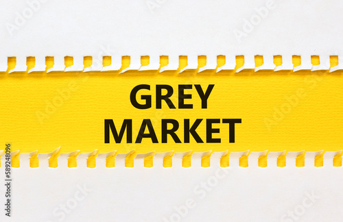 Grey market symbol. Concept words Grey market on yellow paper. Beautiful yellow table white background. Business grey market concept. Copy space.
