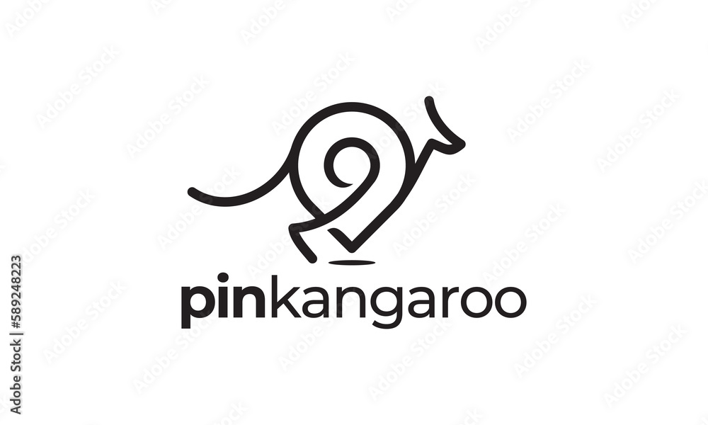 location kangaroo logo. modern minimalist linear design vector location kangaroo logo. modern minimalist linear design vector