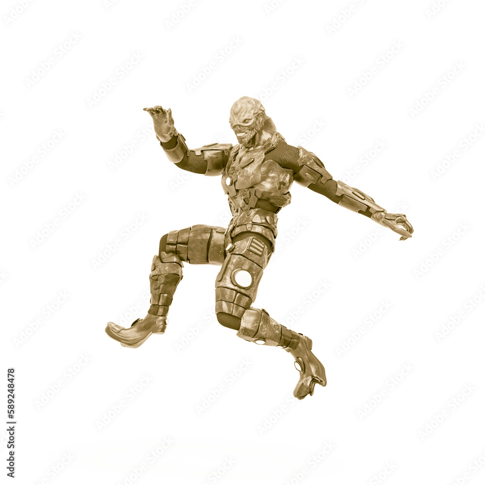 reptilian officer jumping in white background reptilian officer jumping in white background