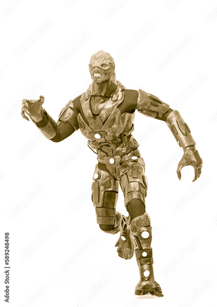 reptilian officer running in white background reptilian officer running in white background
