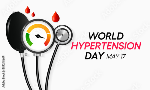 World Hypertension day is observed every year on May 17th. High blood pressure, also called hypertension, is blood pressure that is higher than normal. Vector illustration.