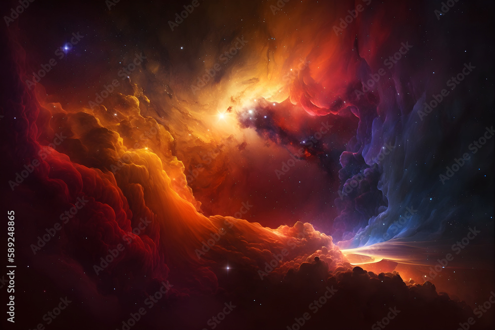 Fototapeta premium Abstract cosmic background, star dust, Generative AI 3