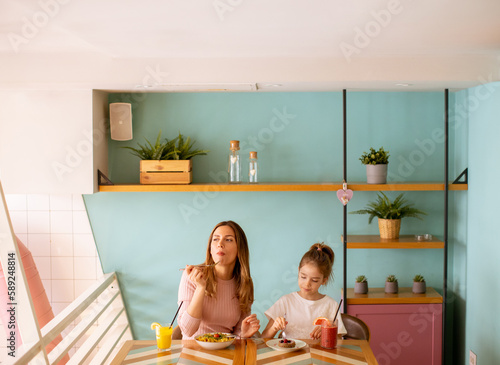 Mother and daughter having ...