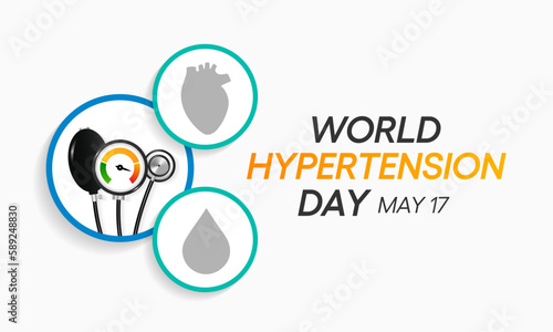 World Hypertension day is observed every year on May 17th. High blood pressure, also called hypertension, is blood pressure that is higher than normal. Vector illustration.