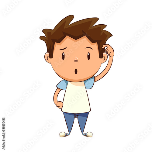 Child scratching head