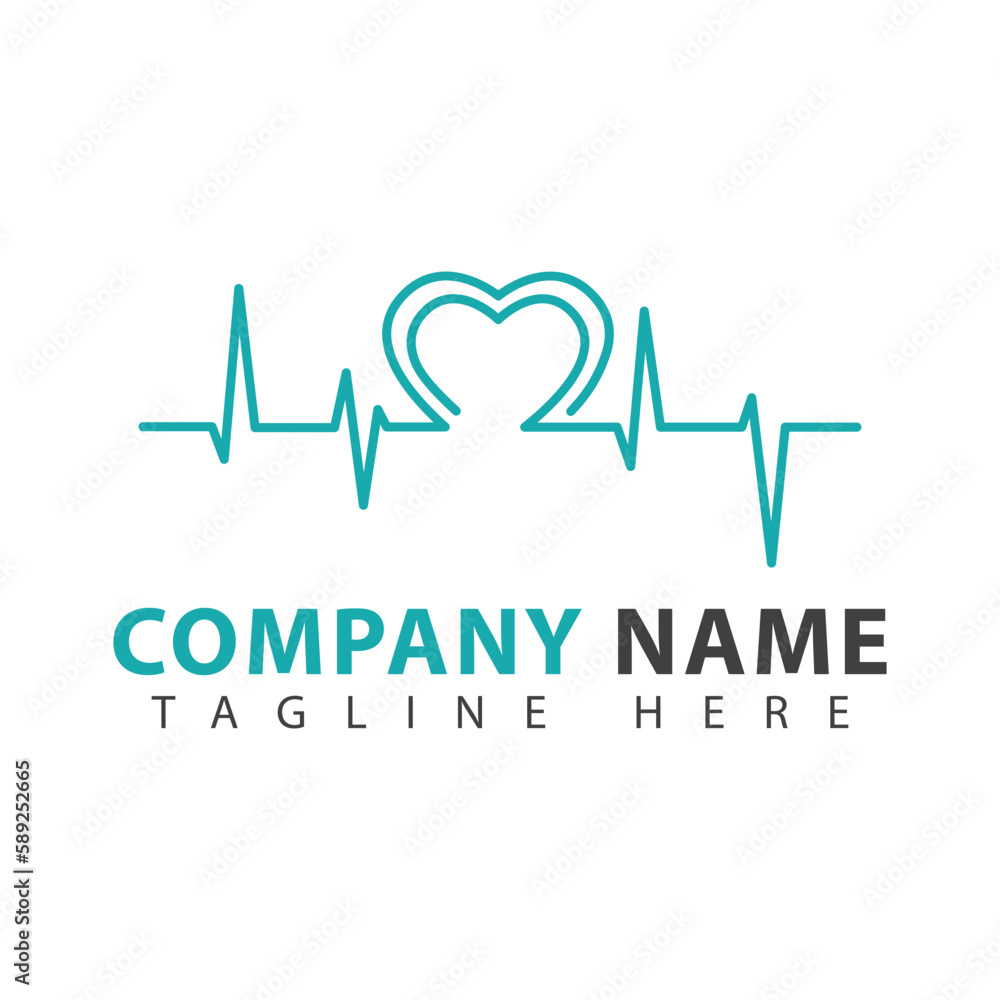 Line style heart rate design template. Medical health icon. Vector illustration