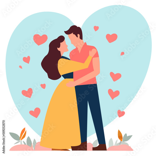 Loving couple romance vector illustration design , romantic love design 